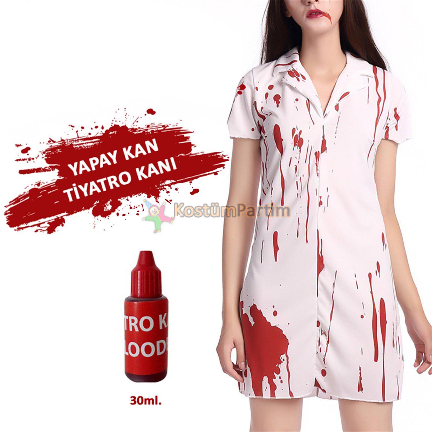 Kıyafetler için Yapay Kan, Halloween Tiyatro Kanı 35gr Yüz Boyama ve Makyaj Makyaj Yapay Kan, Halloween Tiyatro Kanı 35ml - KostümPartim®