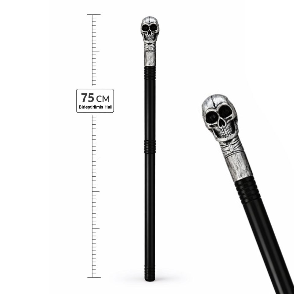 Kuru Kafa Baston İskelet Başlı Halloween Kostüm Aksesuarı 75cm Asalar KostümPartim® | 75 cm Kuru Kafa Baston İskelet Başlı | Halloween Kostüm ve Parti Aksesuarı