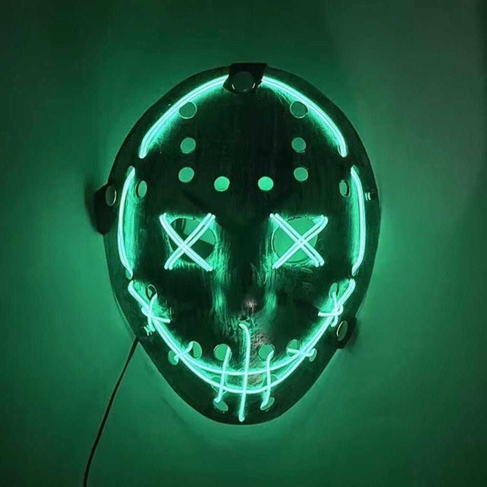 LED Işıklı Jason Maskesi Yeşil 3 Modlu Halloween Korku Maskesi Maskeler KostümPartim® | LED Işıklı Jason Maskesi Yeşil 3 Modlu | Halloween Korku ve Parti Maskesi
