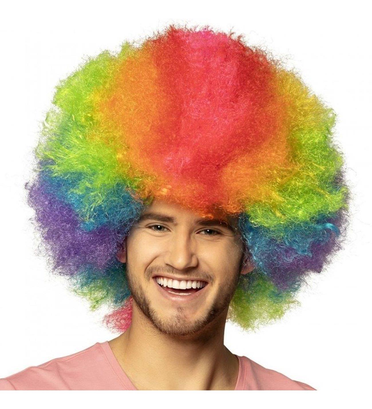 Mega Boy Palyaço Peruğu Bonus Gökkuşağı Afro Karışık Renk Peruk Palyaço Aksesuarları Mega Boy Palyaço Peruğu Bonus Gökkuşağı Afro Karışık Renk Peruk - KostümPartim®