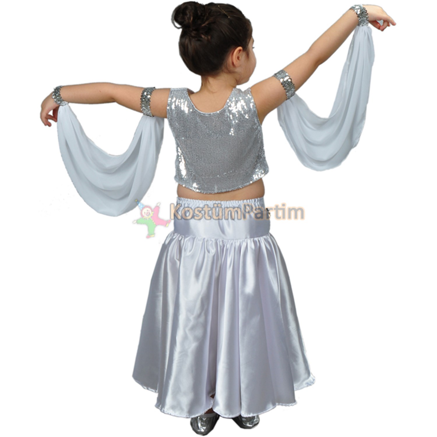 Modern Dans Kıyafeti Gümüş Kız Çocuk - KostümPartim®