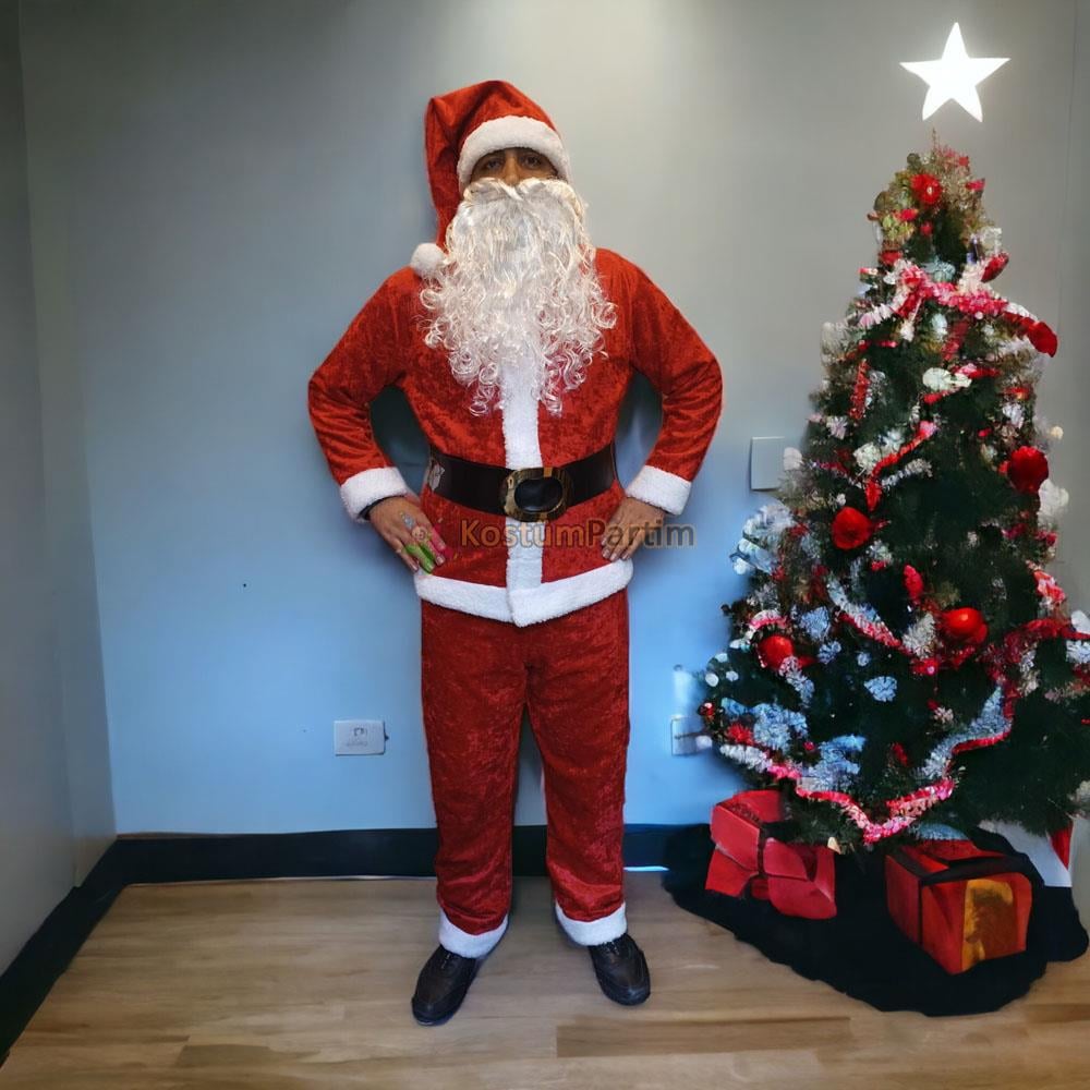 Noel Baba Kıyafeti Kadife Yetişkin Kostümü Noel Baba Kostümleri Noel Baba Kıyafeti Kadife - KostümPartim®