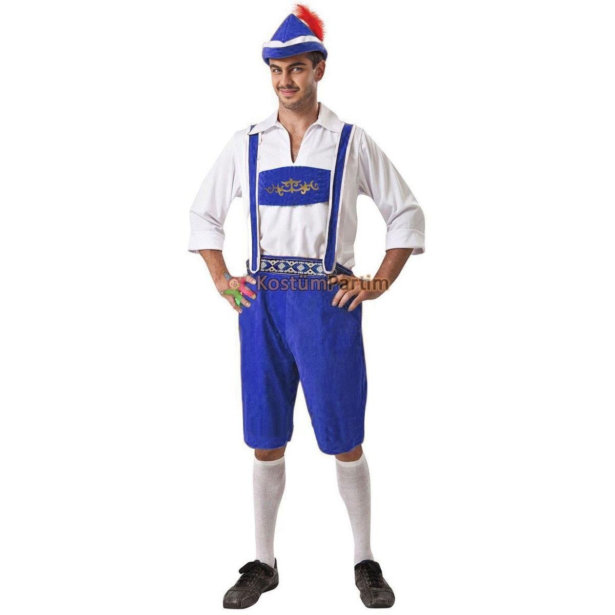 Oktoberfest Alman Bavarian Mavi Erkek Kostümü Lederhosen Efes Kıyafeti Erkek Kıyafetleri Oktoberfest Alman Bavarian Erkek Kostümü Lederhosen Efes Kıyafeti - KostümPartim®