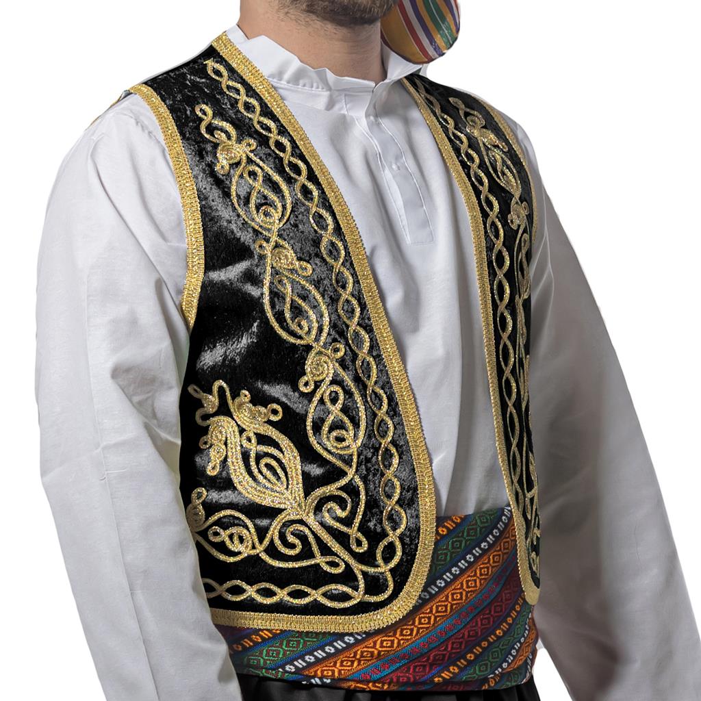 Şerbetçi Yeleği Siyah, Osmanlı İşlemeli Yelek Ramazan Kostümleri Şerbetçi Yeleği Siyah, Osmanlı İşlemeli Yelek - KostümPartim®