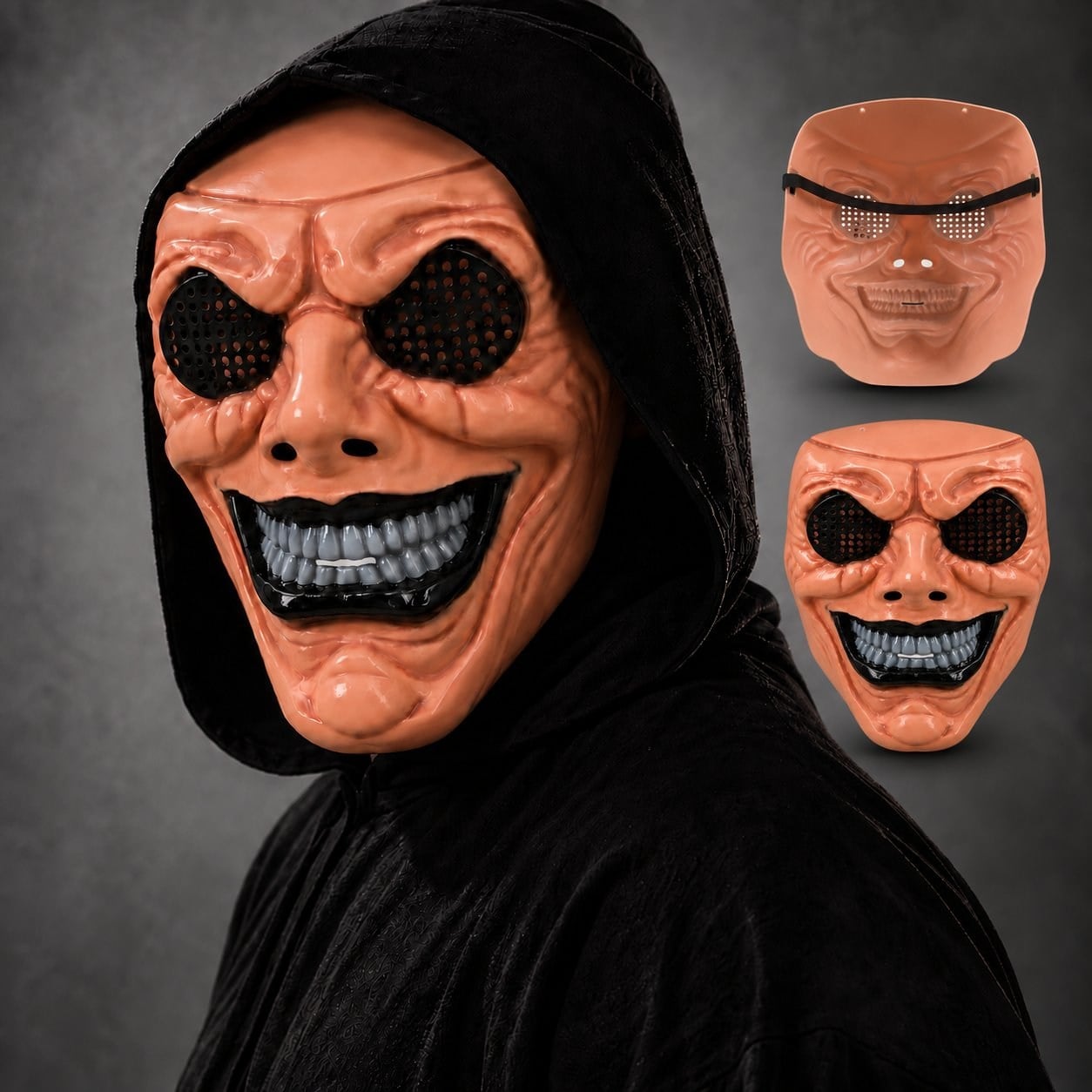 Siyah Ağızlı Korku Maskesi Beyaz Diş ve Siyah File Gözlü Maskeler KostümPartim® | Siyah Ağızlı Korku Maskesi | Beyaz Dişli Siyah File Gözlü Halloween Maskesi