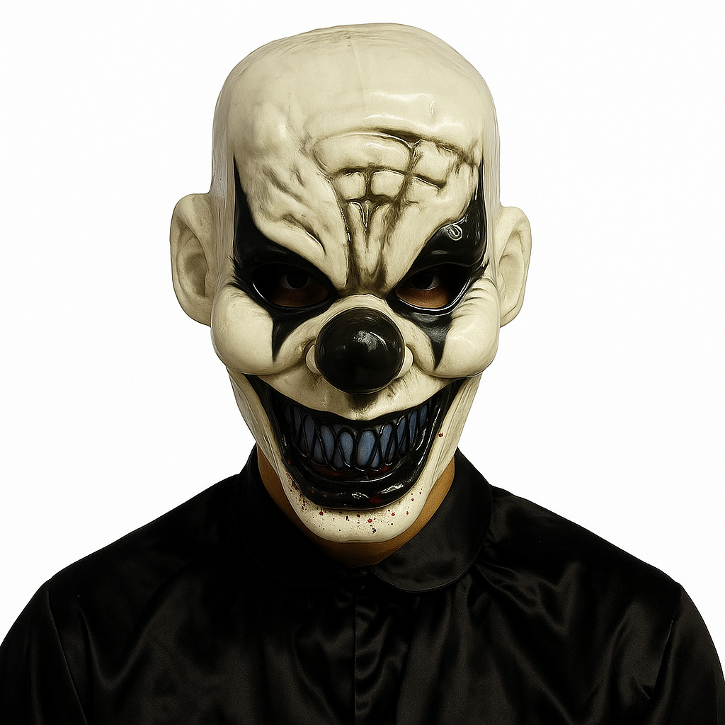 Siyah Burunlu Korkunç Palyaço Maskesi Maskeler KostümPartim® Korkunç Palyaço Maskesi – Halloween Korku Maske (Siyah Beyaz) | Sert Plastik Cosplay Maske