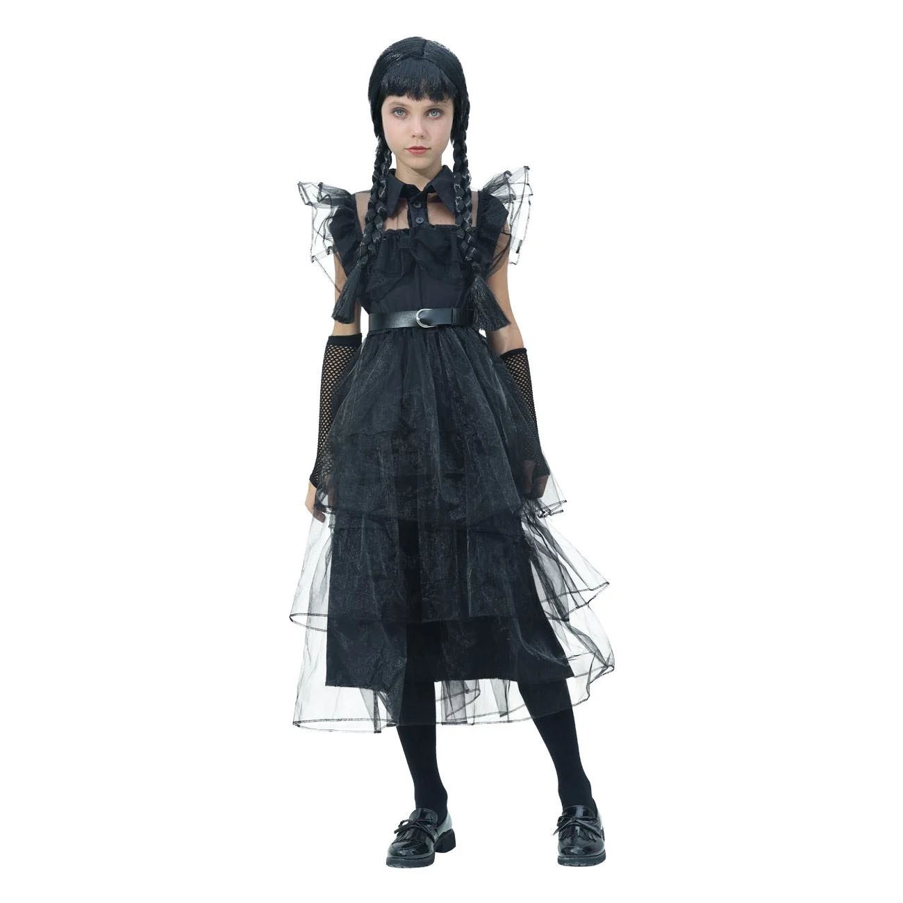 Wednesday Addams Kostümü Kız Çocuk Siyah Gotik Elbise Peruk ve Aksesuarlı Halloween Kostüm Seti Kız Çocuk Kostümleri KostümPartim® | Wednesday Addams Kostümü Kız Çocuk | Siyah Gotik Halloween Kostüm Seti