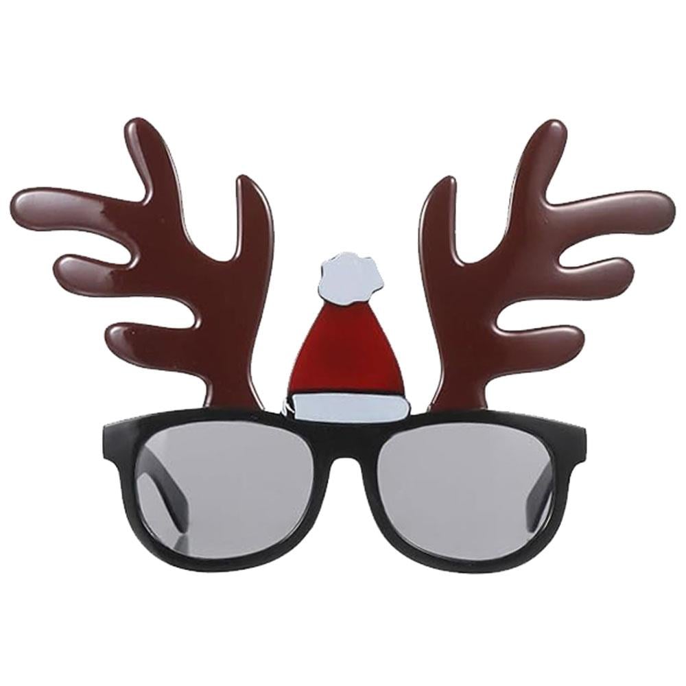 Yılbaşı Gözlüğü Kahverengi Geyik Boynuzlu Noel Şapkalı Gözlük Yılbaşı Parti Malzemeleri KostümPartim® Yılbaşı Gözlüğü - Kahverengi Geyik Boynuzları ve Noel Şapkasıyla!