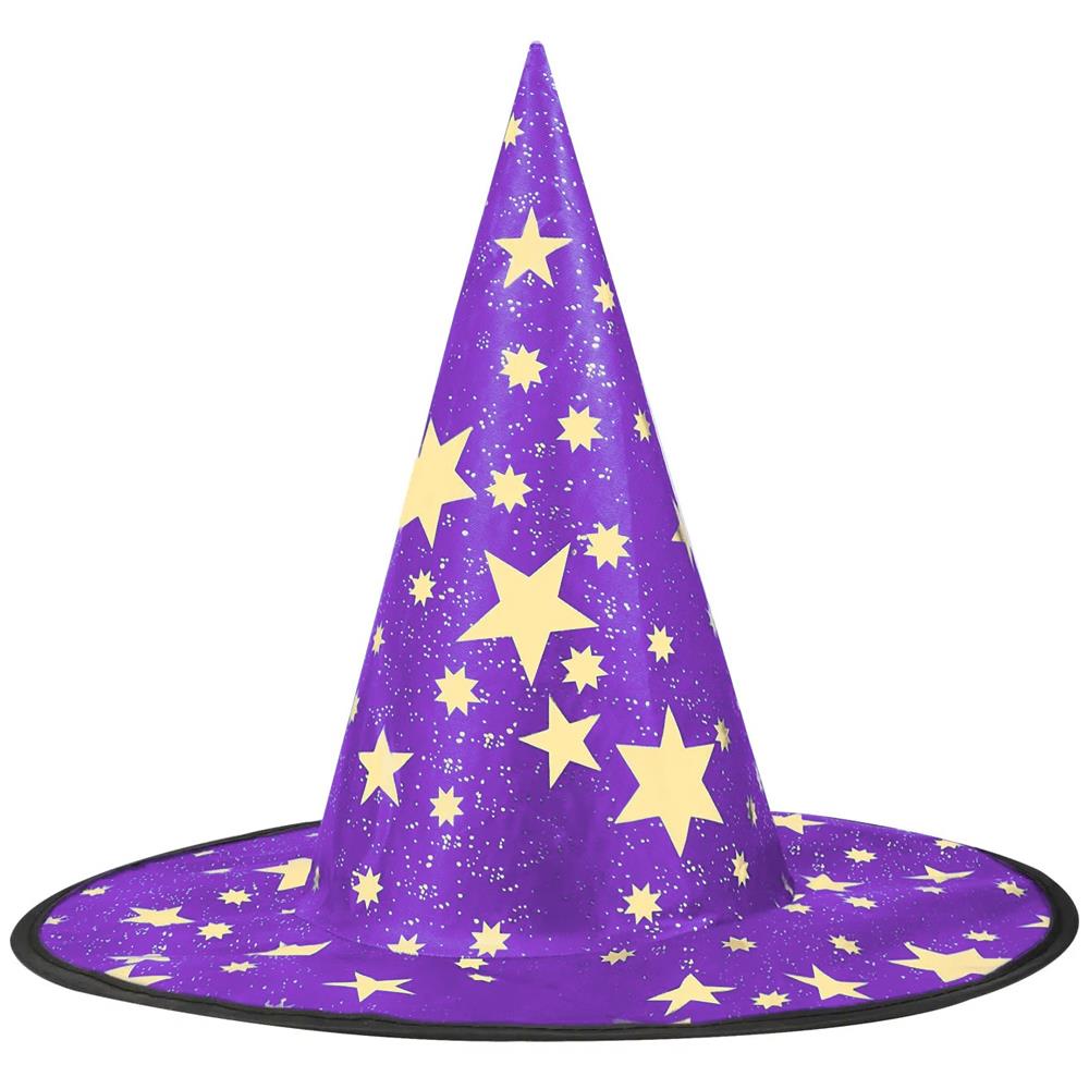 Yıldızlı baskılı Cadı Şapkası Mor Şapkalar Yıldızlı Cadı Şapkası Mor - KostümPartim®