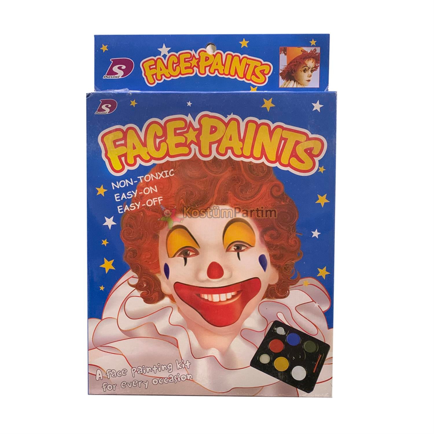 Yüz Boyama Seti Paletli Palyaço Aksesuarları Yüz Boyama 8 Renk - KostümPartim®