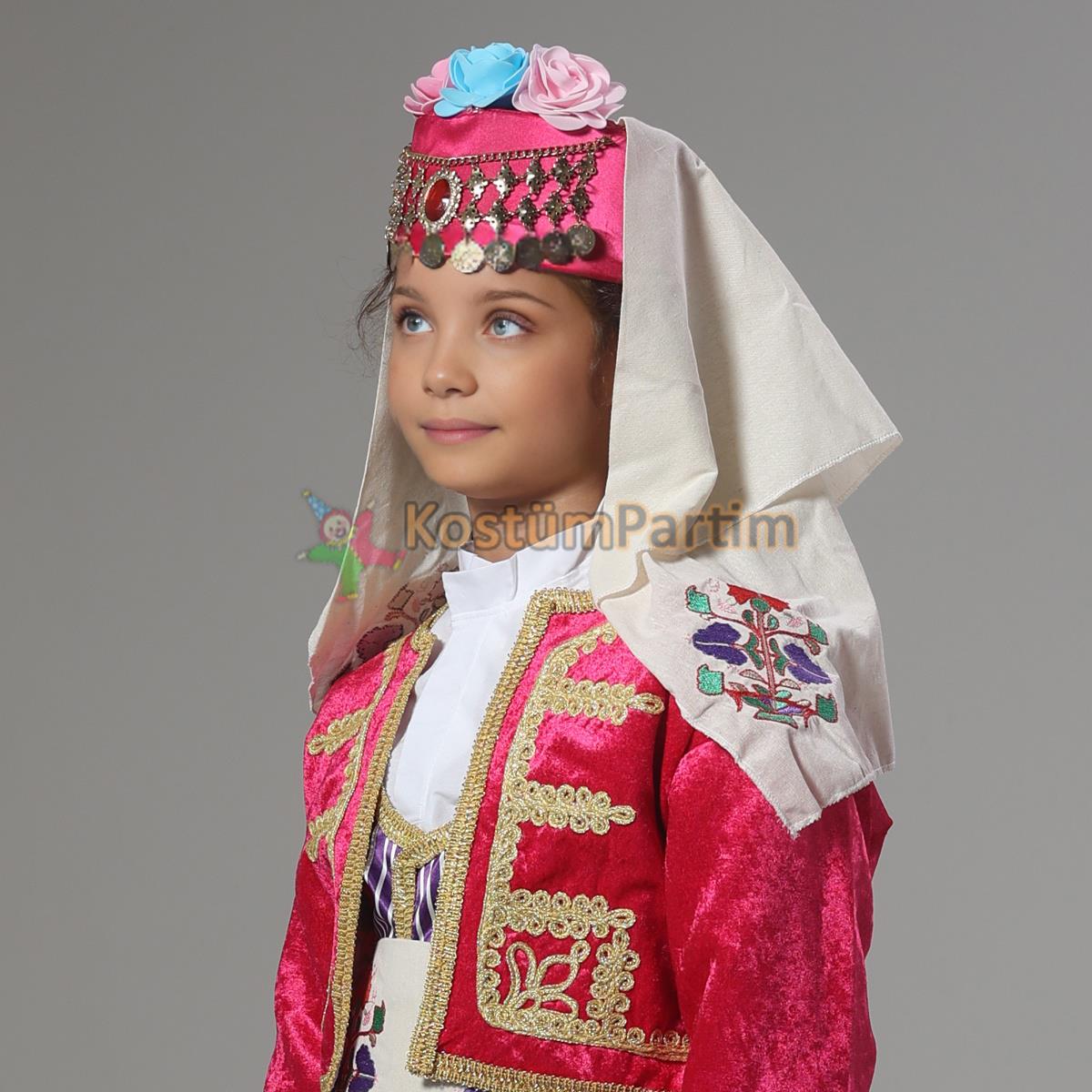 Zeybek Kostüm Başlığı Kız Fesi Çiçekli Başlık Şapkalar Zeybek Kostüm Başlığı Kız Fesi Çiçekli Başlık - KostümPartim®