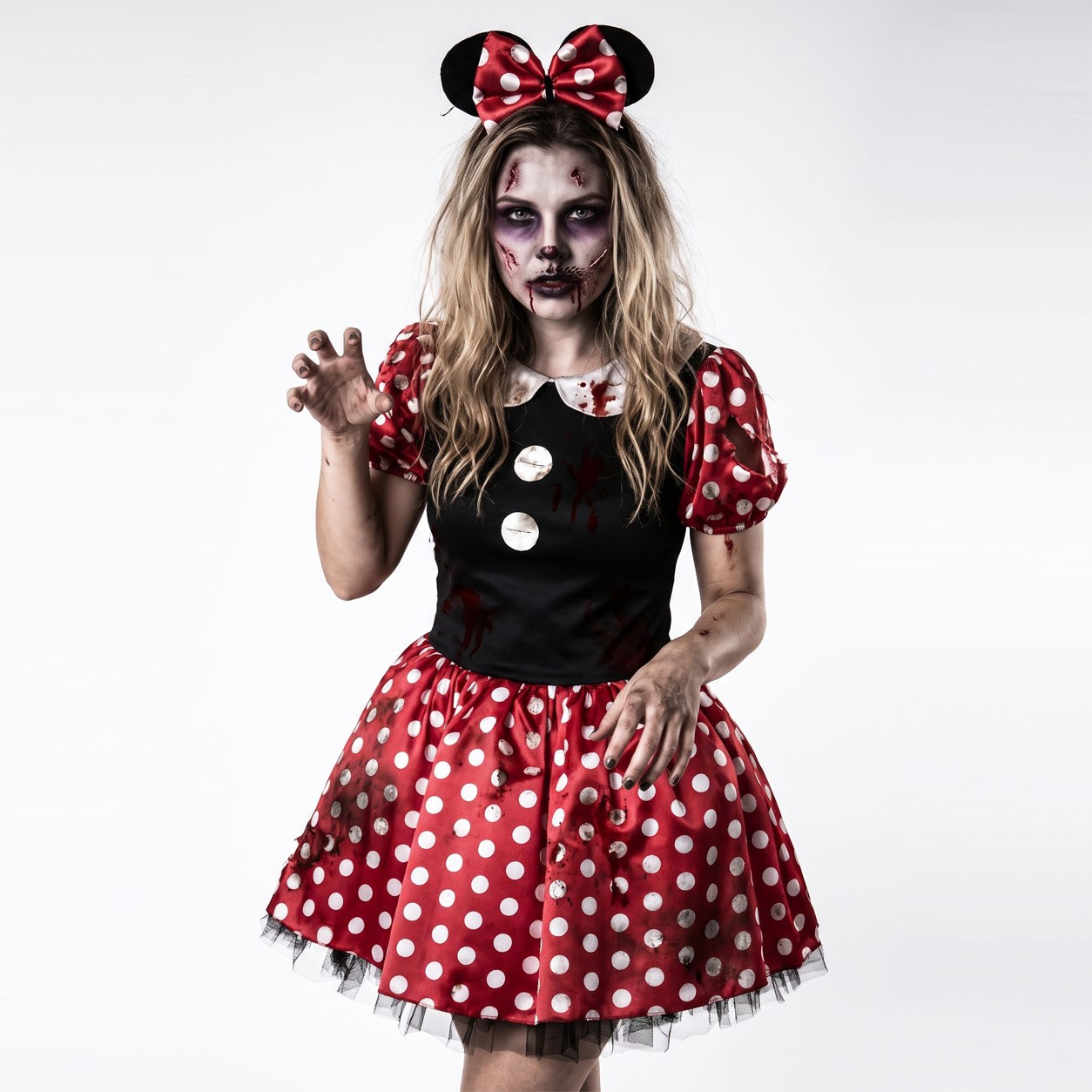 Zombie Mouse Kırmızı Halloween Kadın Kostümü Yetişkin Bayan Kostümleri KostümPartim® | Zombie Mouse Kırmızı Kadın Kostümü | Halloween Kostümü
