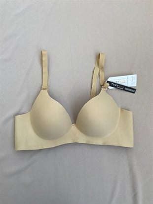 Krem Rengi Lazer Kesim Sütyen