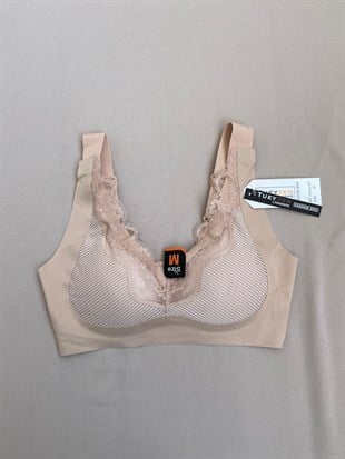 Bej Danteli Güpürlü Hayalet Sütyen