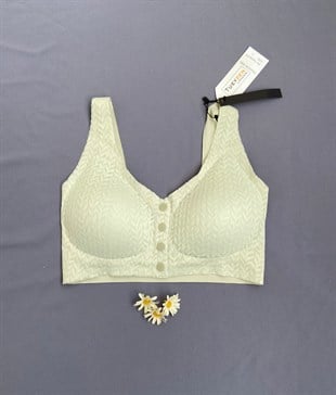 DÜĞMELİ DANTEL DESENLİ LAZER KESİM SÜTYEN