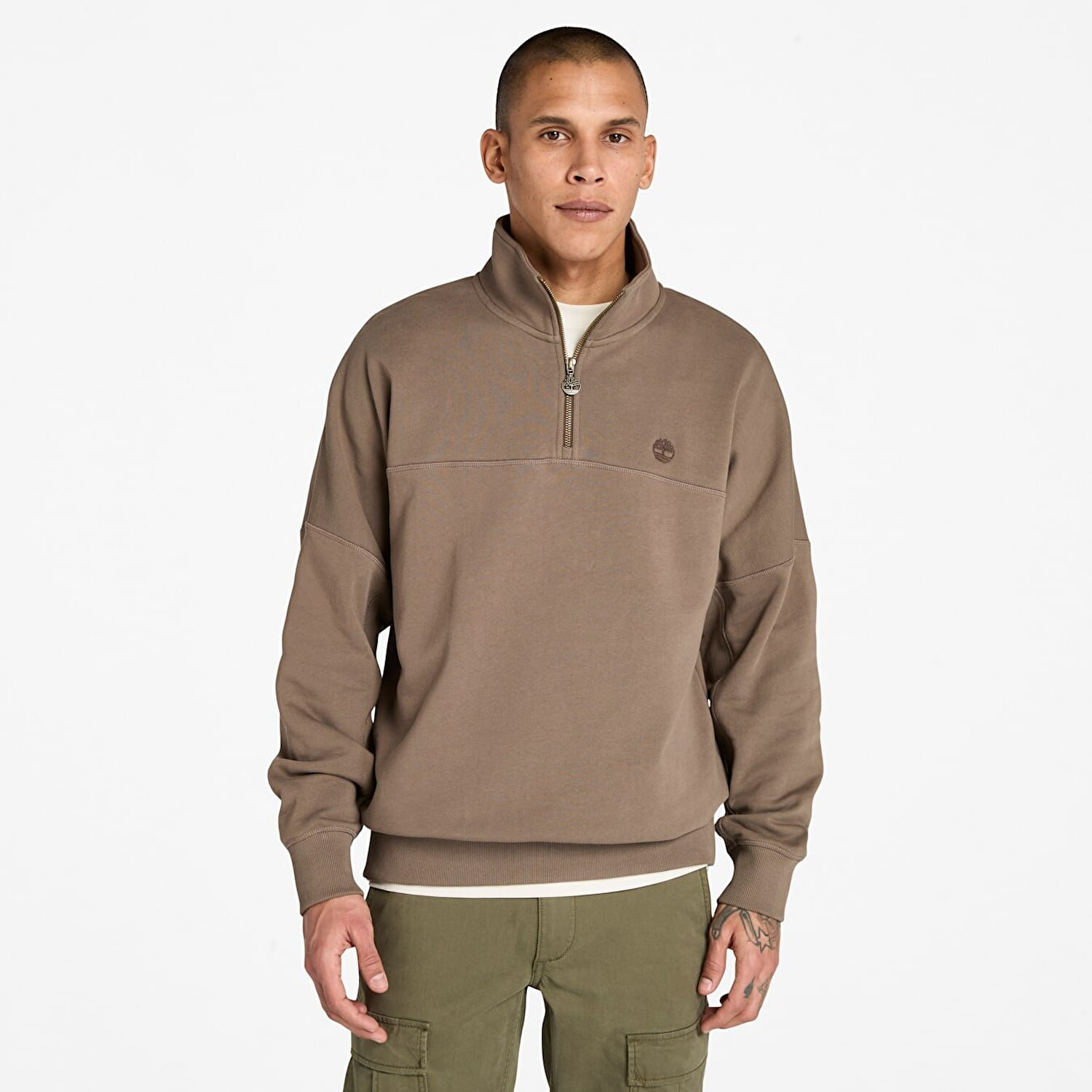 Timberland Çeyrek Fermuarlı Erkek Sweatshirt Kahverengi
