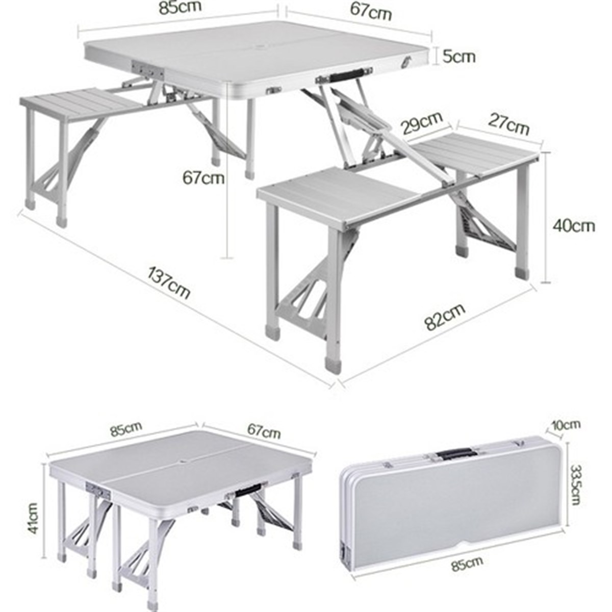 Раскладной алюминиевый стол на 4 места Aluminum Picnic Table