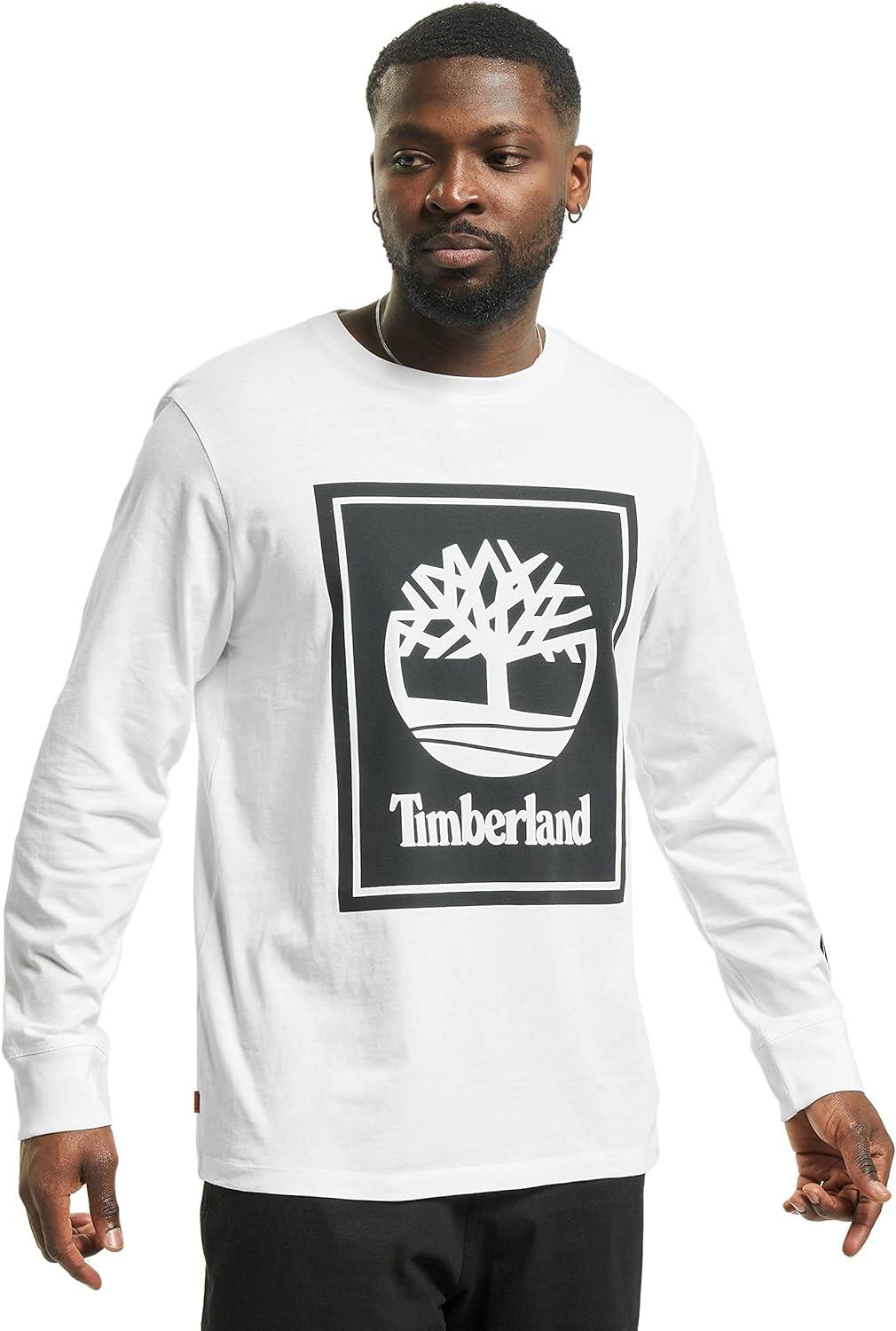 Timberland LS Front Stack Logo Tişört Beyaz