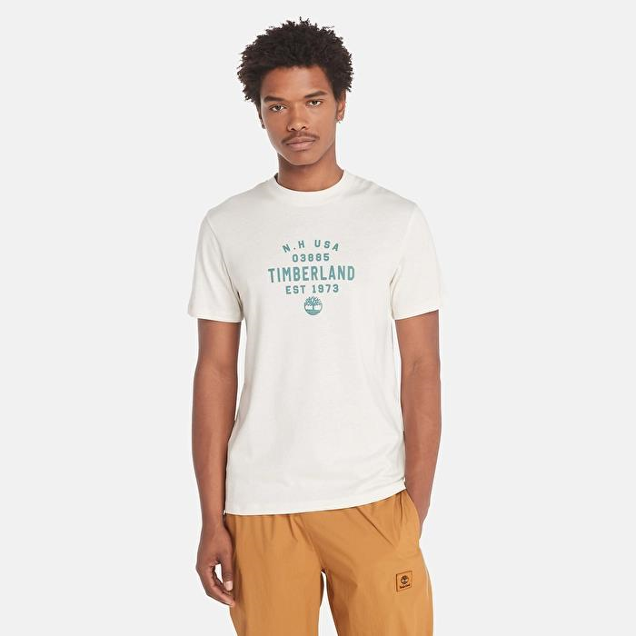Timberland Refibra Front Graphic Erkek Tişört Beyaz
