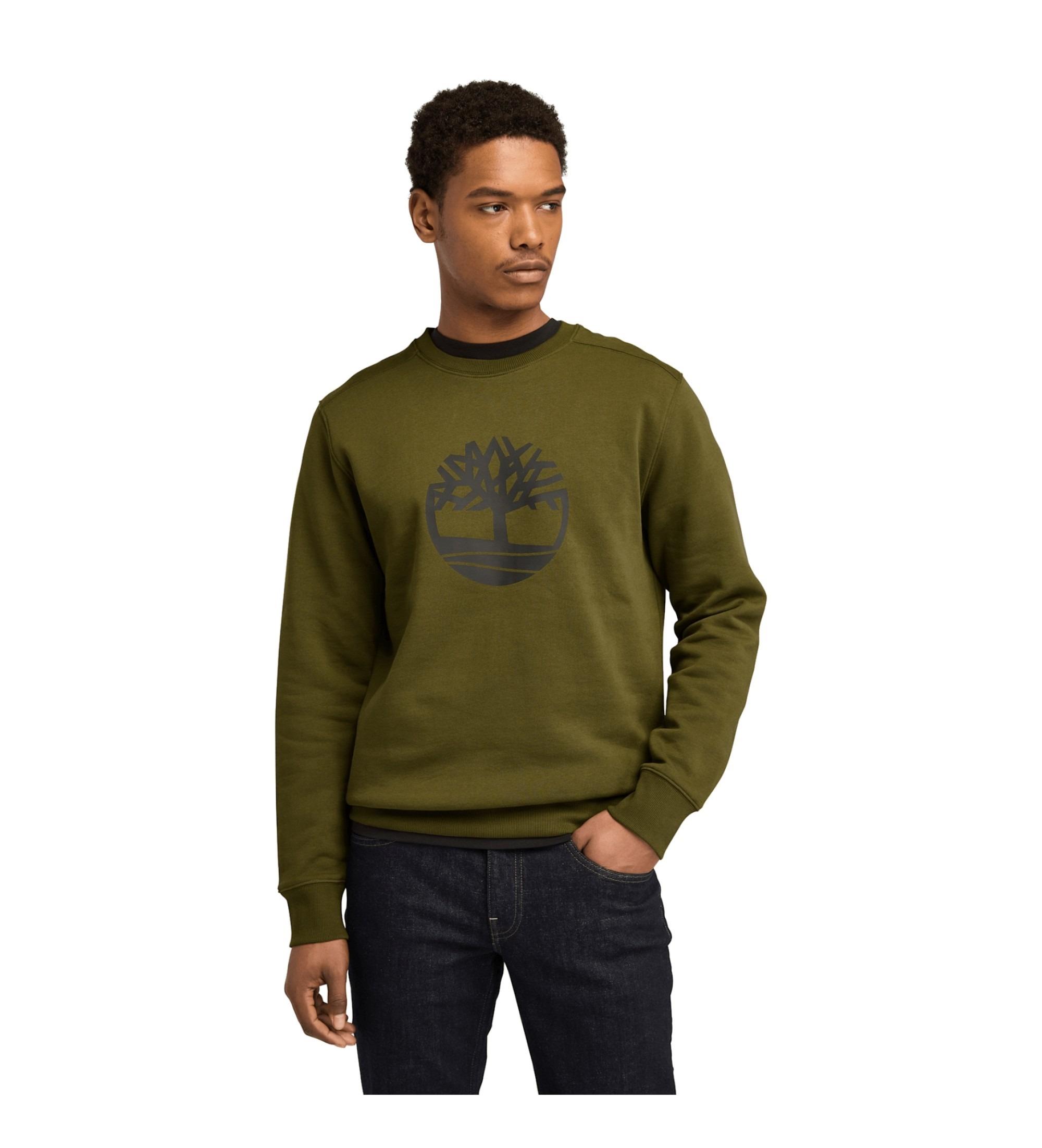 Timberland Kennebec River Tree Logo Crew Erkek Sweatshirt Dark Olive