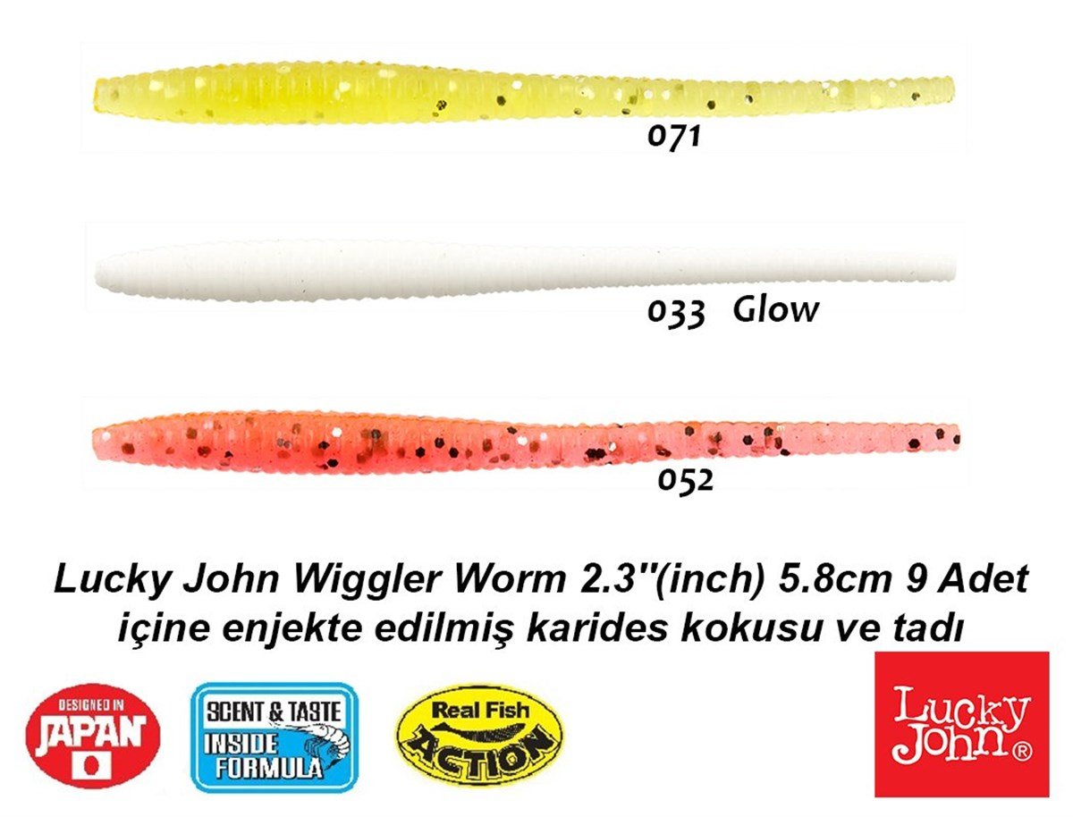Lucky John Wiggler Worm 2.3''(inch) 5.8cm 9 Adet