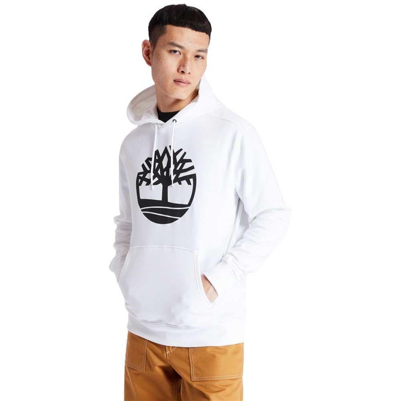 Timberland Core Tree Logo Ağaç Logolu Beyaz Erkek Kapüşonlu Hoodie