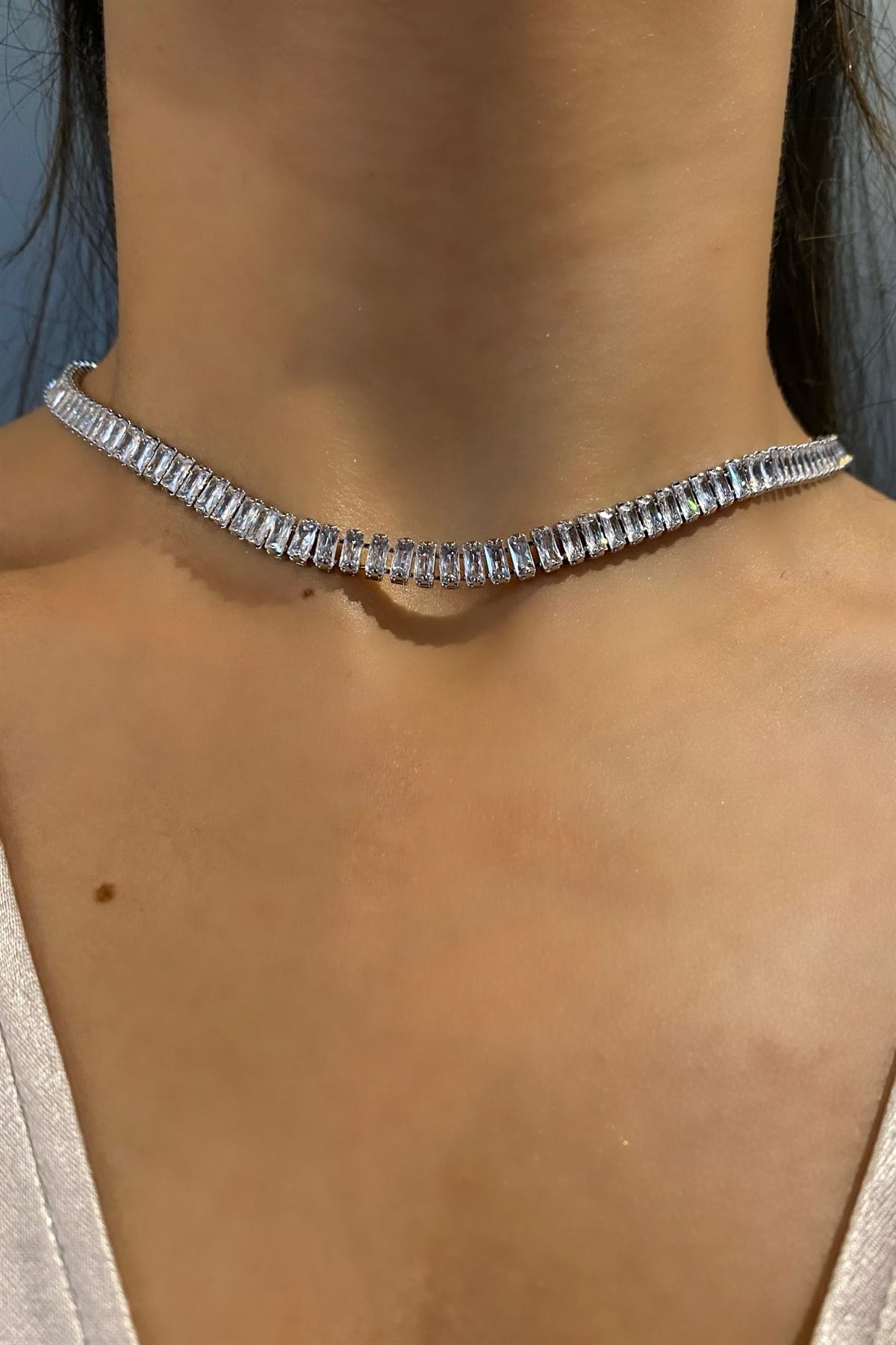 BAGET TAŞLI SU YOLU KOLYE 45cm