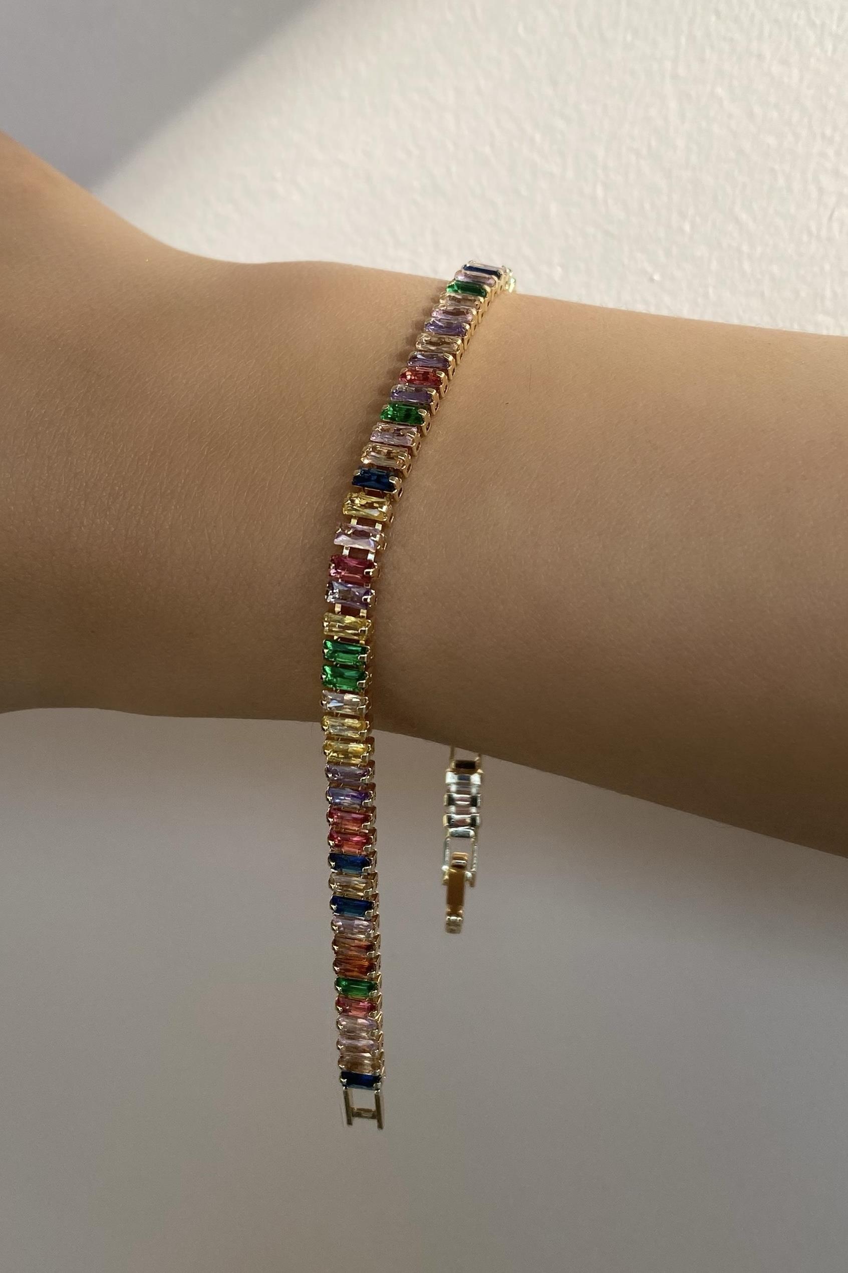 ÇELİK RENKLİ BAGET TAŞLI BİLEZİK 5mm