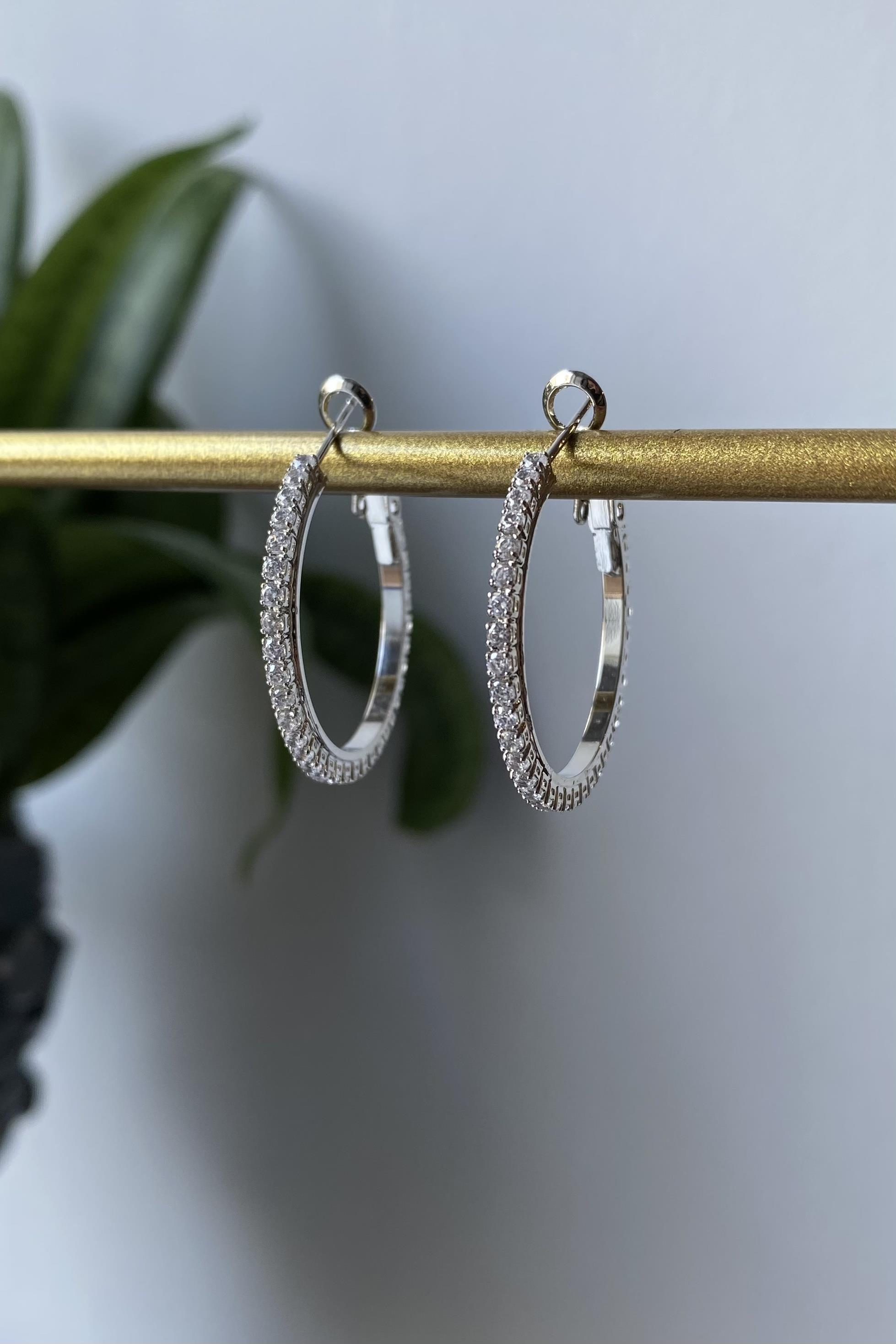 KLASİK TAŞLI HALKA KÜPE 3CM