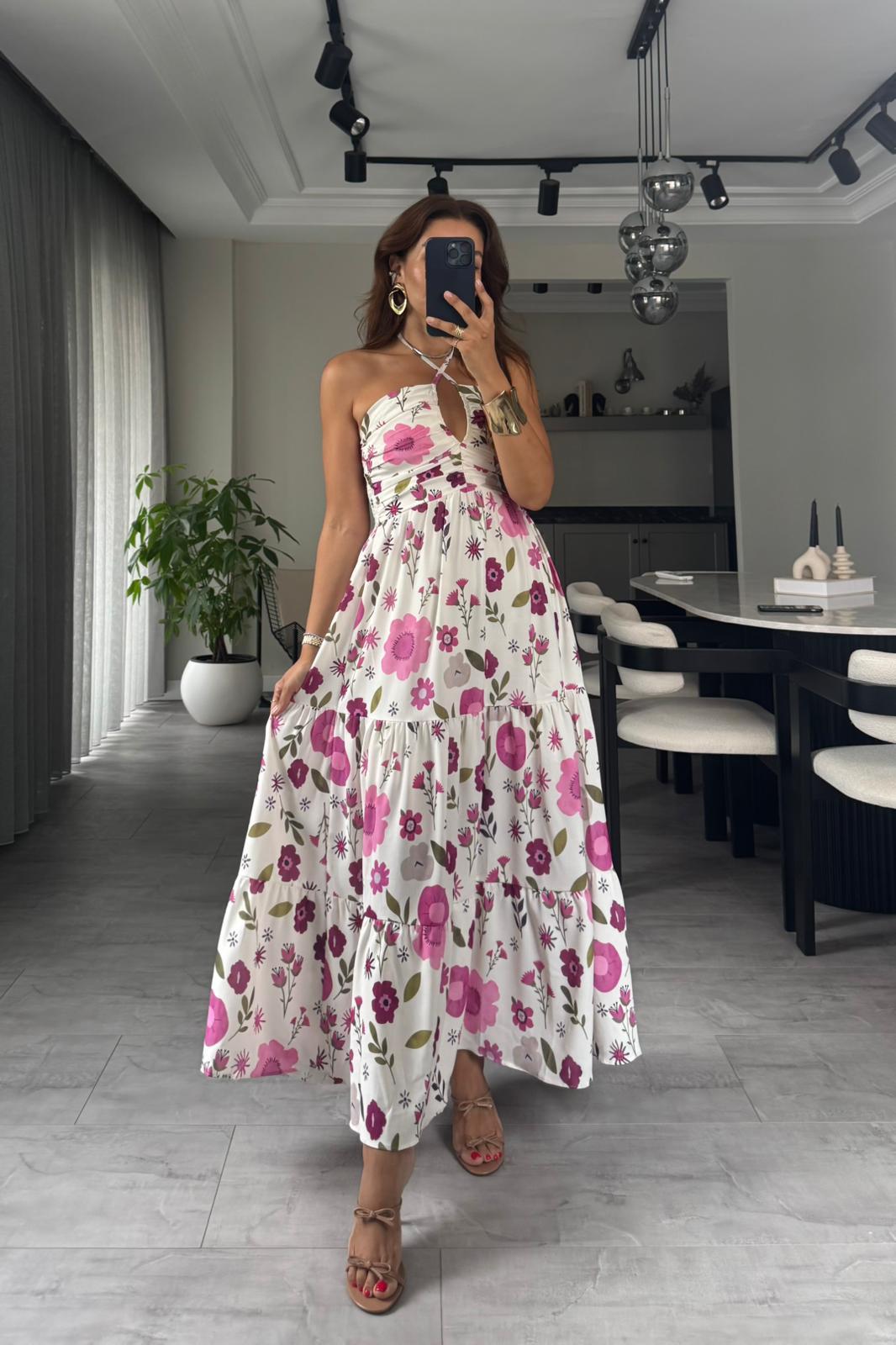 BOYUNDAN BAĞLAMALI ANNA ELBİSE/12043