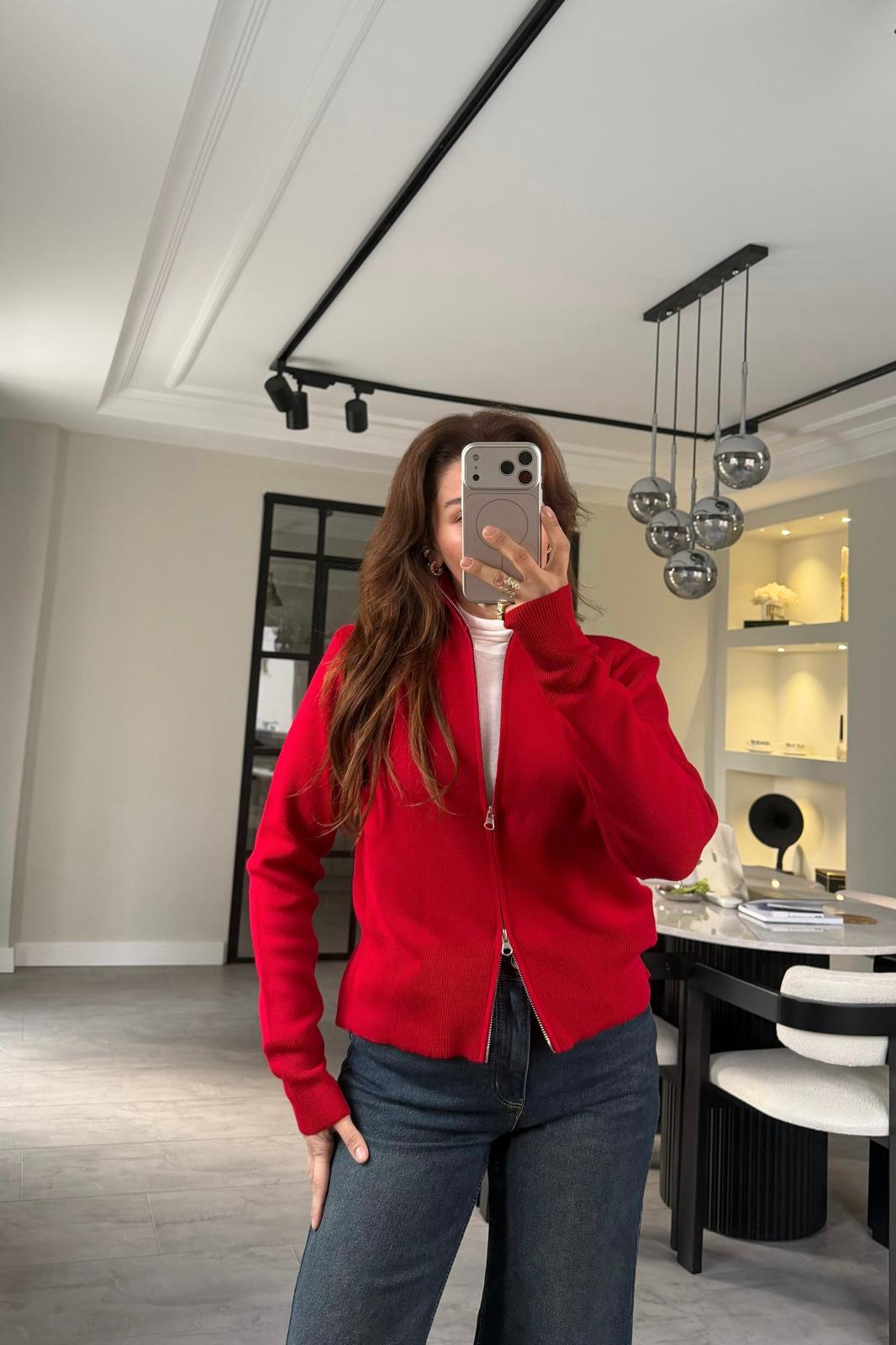 ÇİFT FERMUARLI DİK YAKA HIRKA/0105