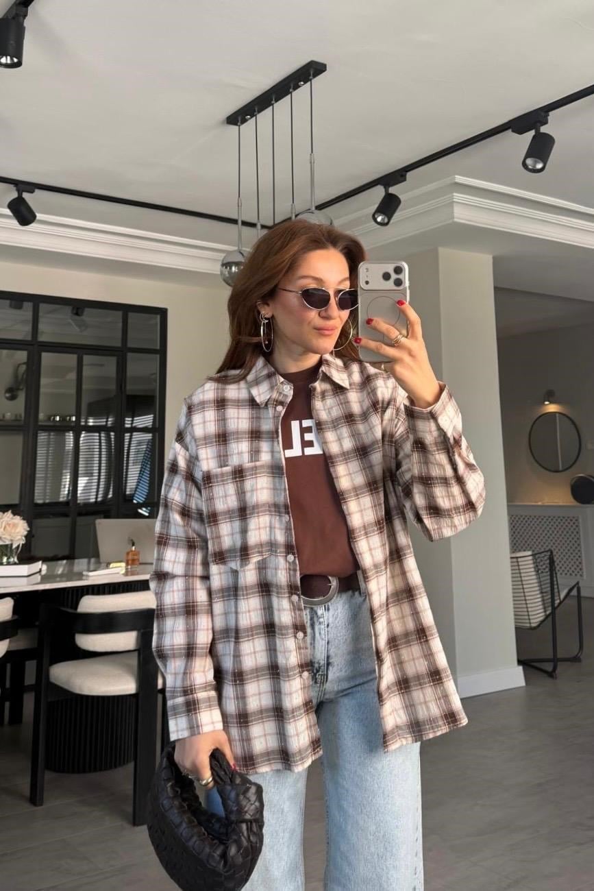 EKOSE DESENLİ TAŞLI GÖMLEK/8062