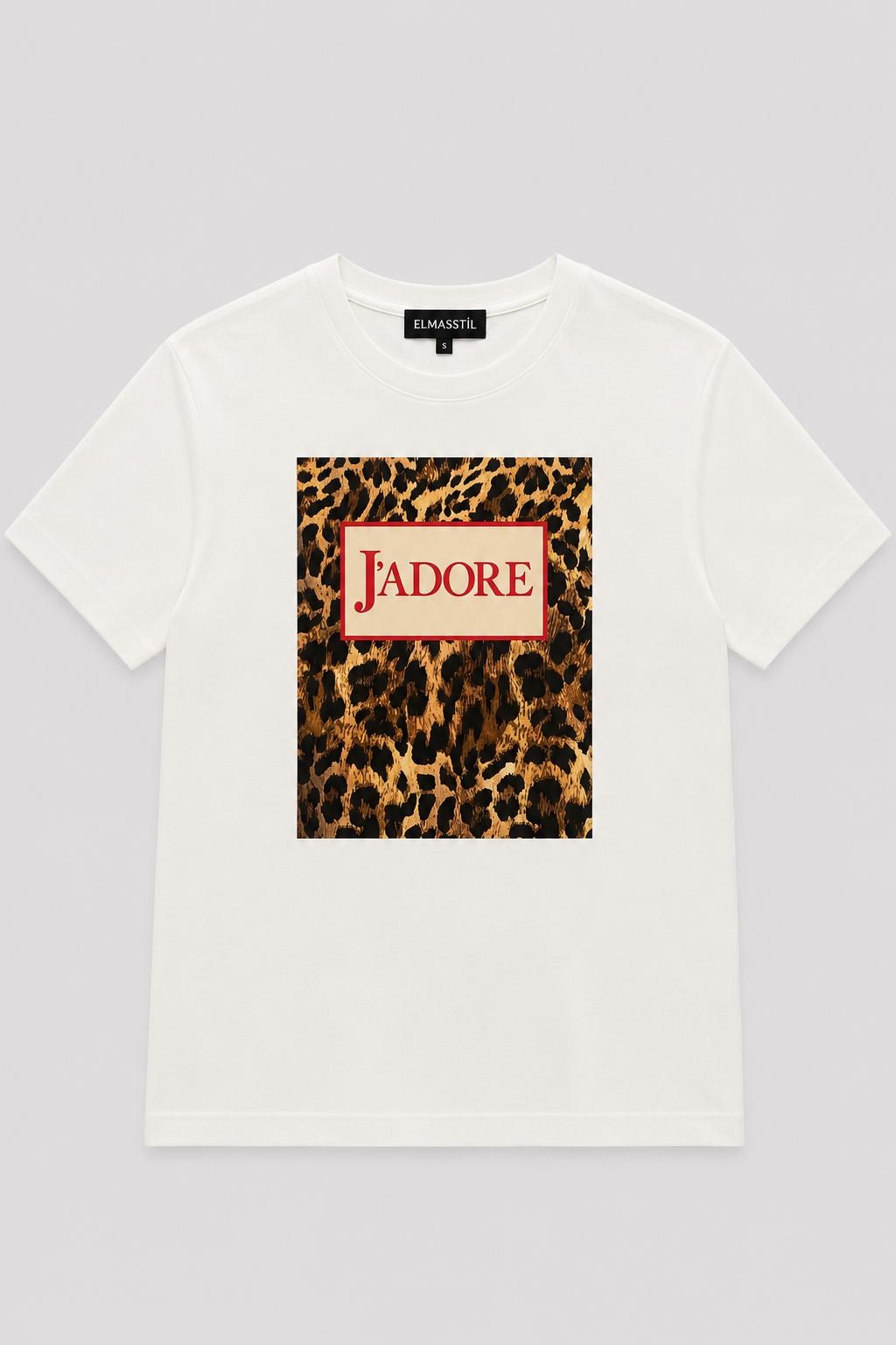 JADARE LEOPAR BASKILI T-SHIRT