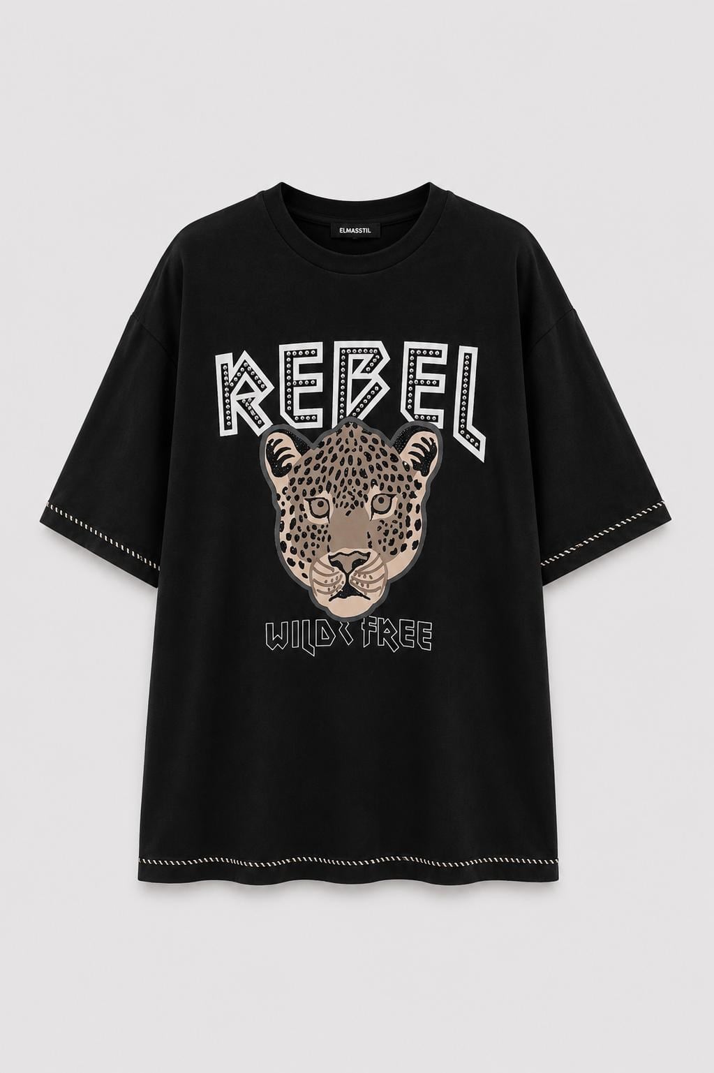REBEL TAŞLI OVERSİZE T-SHİRT/7446