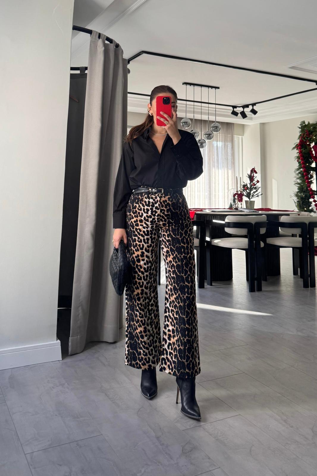 ASOS LEOPAR GENİŞ PAÇA PANTOLON