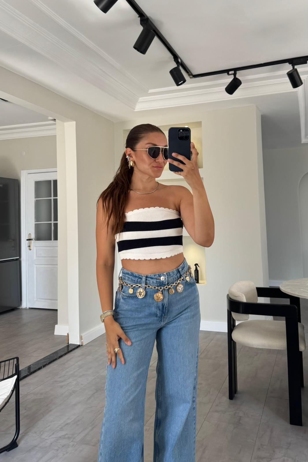 STRAPLEZ ÇİZGİLİ TRİKO CROP