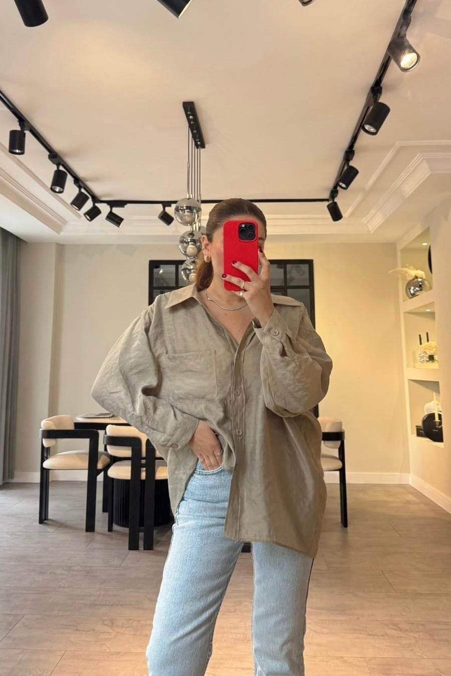 OMUZU DÜŞÜK OVERSIZE GÖMLEK/4612