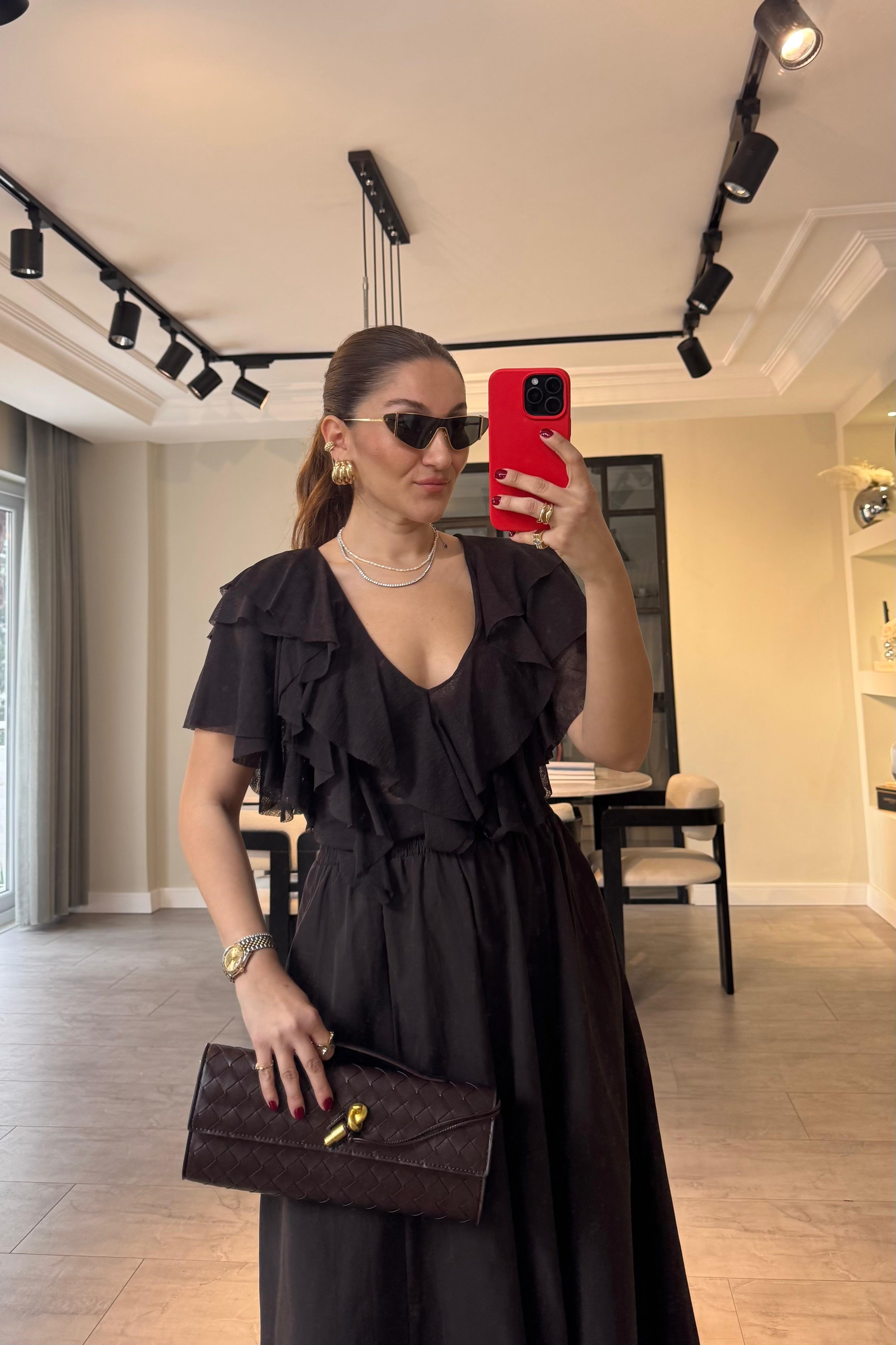 V YAKA GÜPÜRLÜ BLUZ