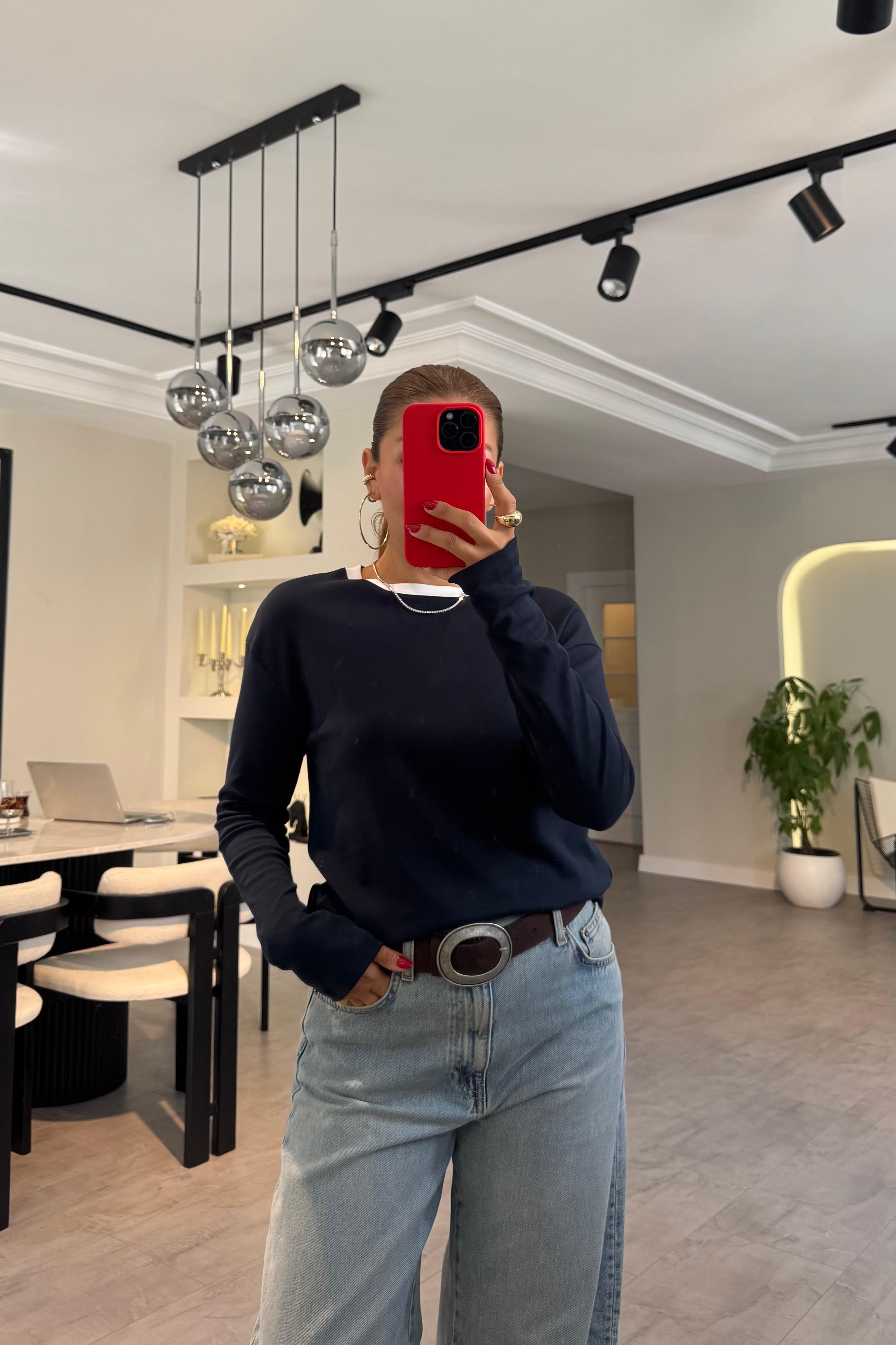 BİYE DETAYLI UZUNKOL SWEATSHIRT/8454