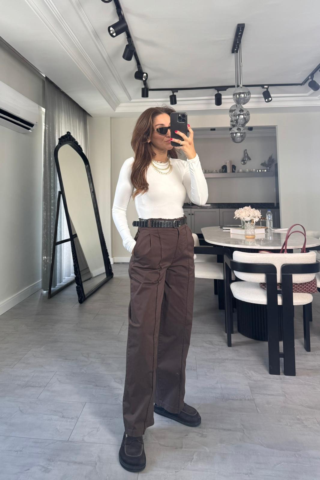 TERS DİKİŞLİ KEMERLİ PALAZZO PANTOLON/51208