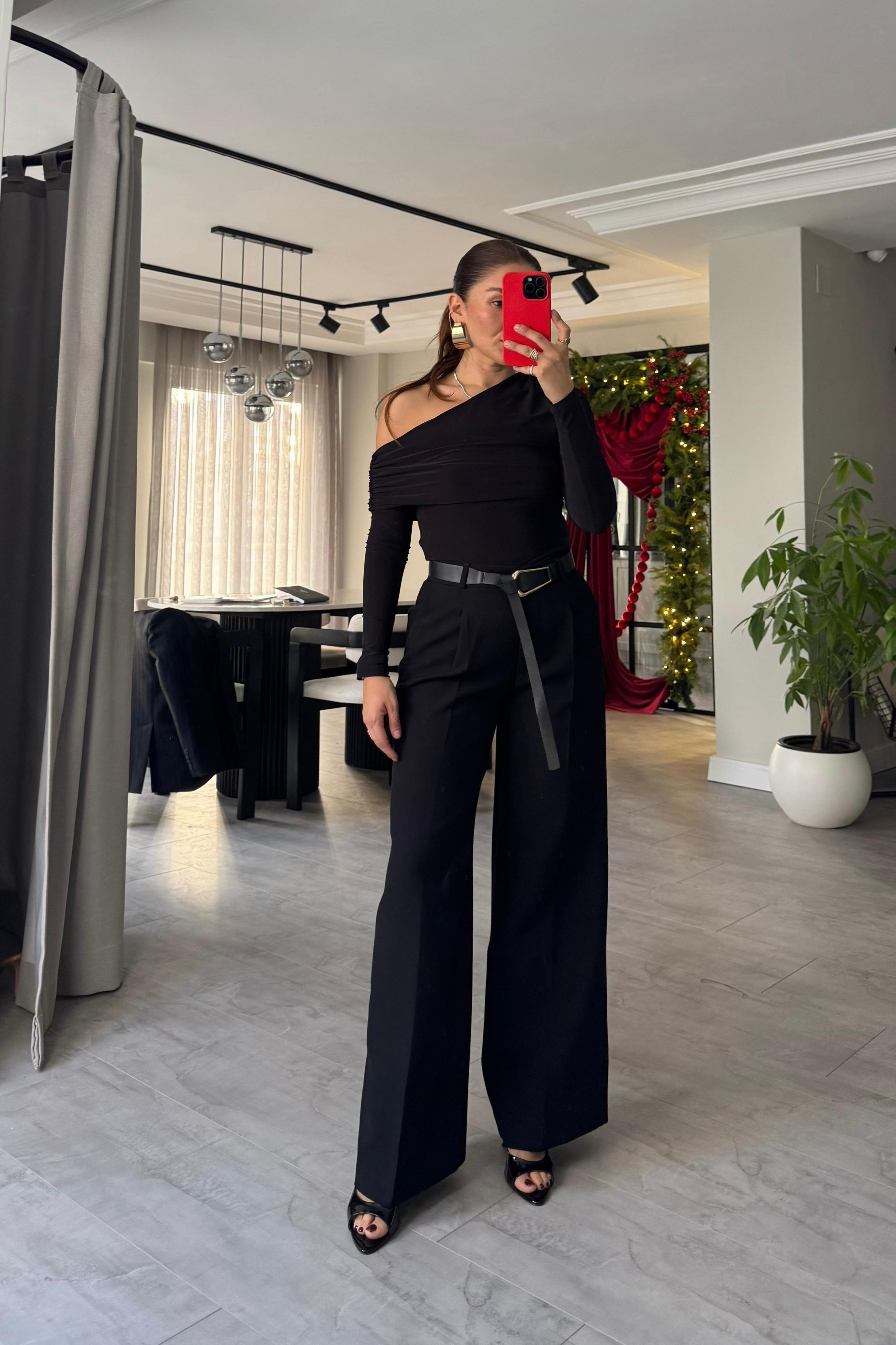 DERİ KEMERLİ BOL PAÇA PALAZZO/9008