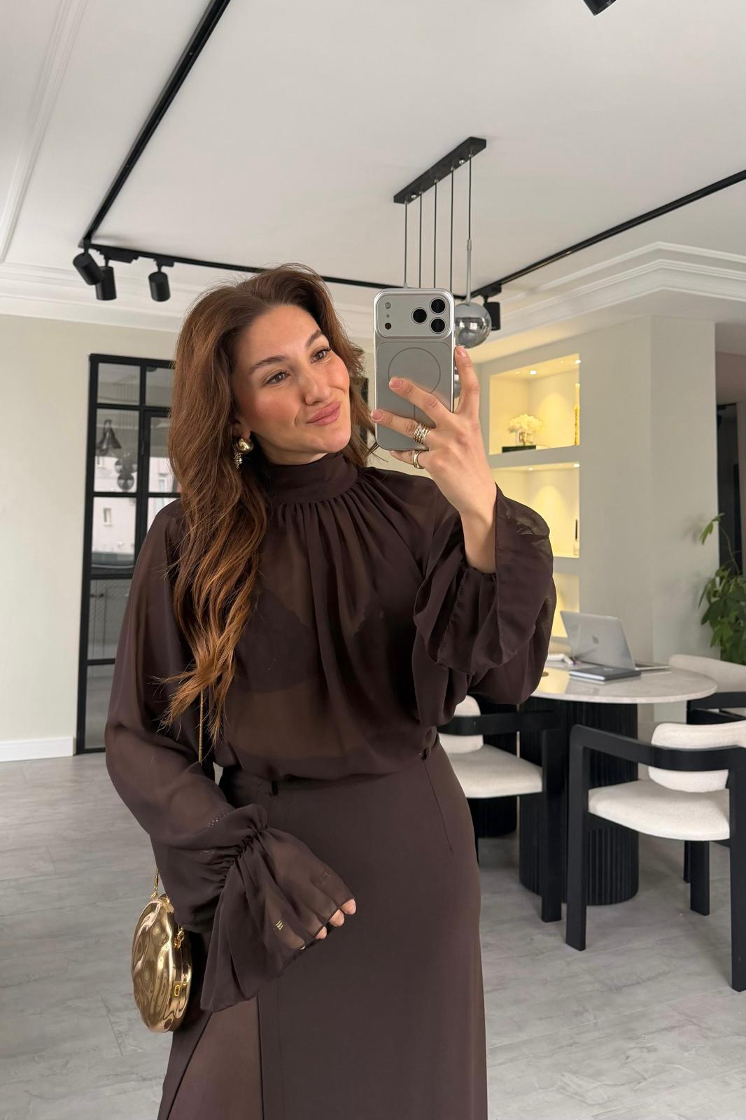 BÜZGÜLÜ ŞİFON TÜL BLUZ/0899