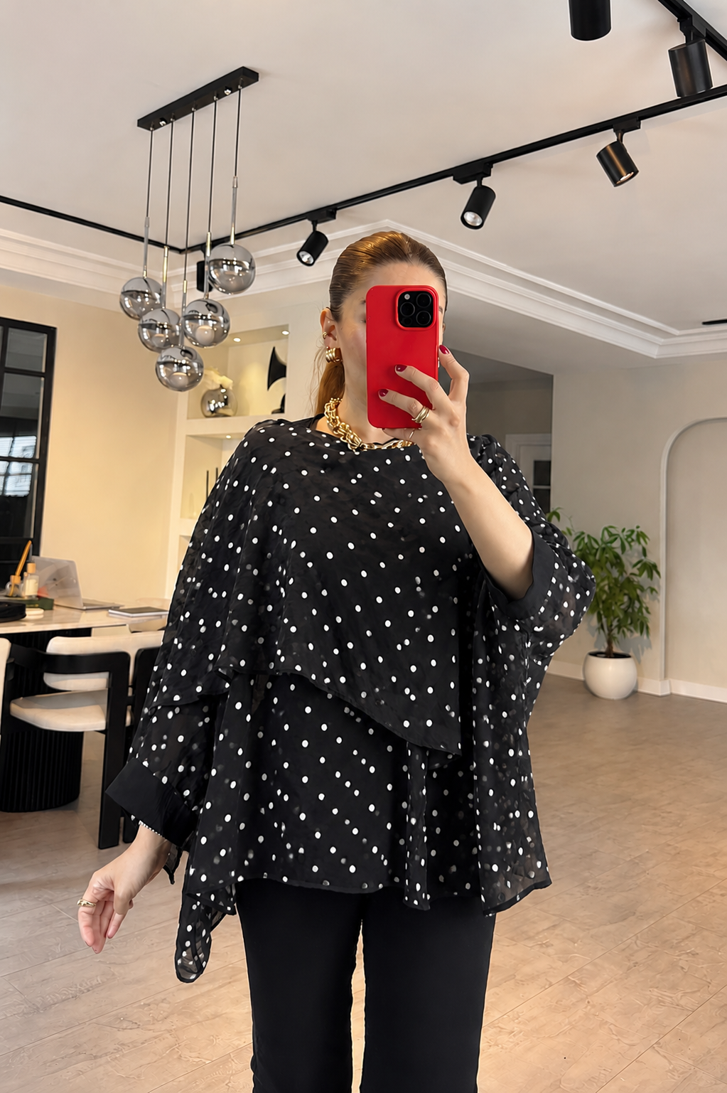 PUANTİYELİ PELERİN BLUZ/5088