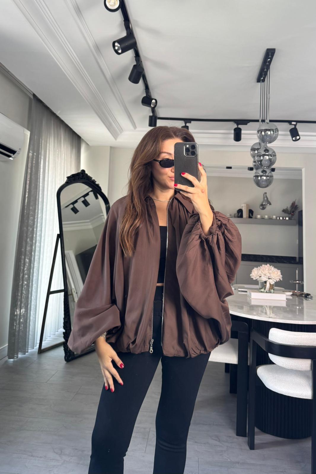 PİLELİ BOMBER TENSEL CEKET/8232