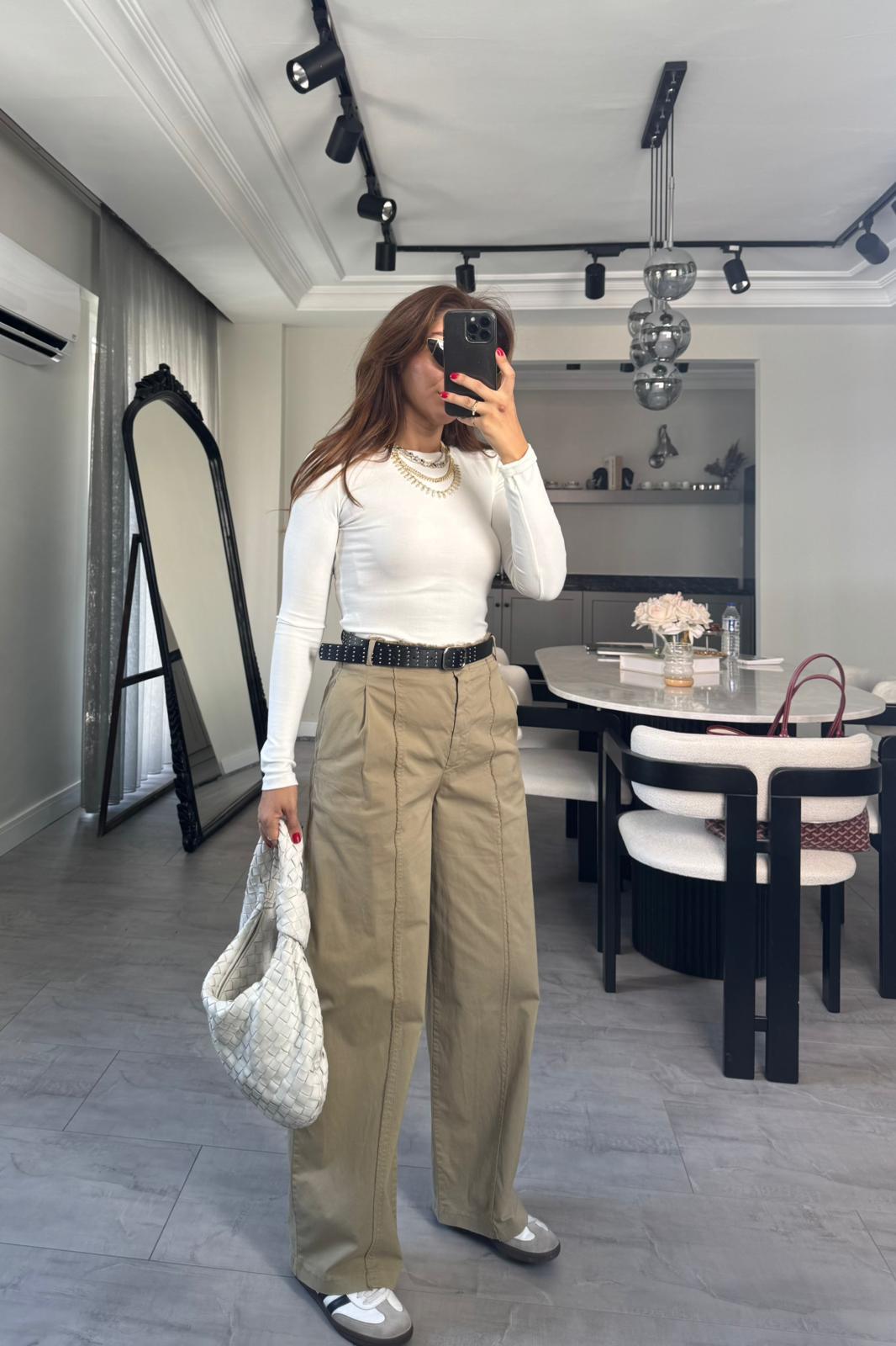 TERS DİKİŞLİ KEMERLİ PALAZZO PANTOLON/51208