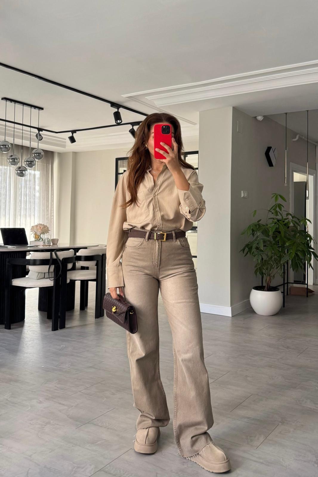 STRAİGHT YIKAMALI LİME PALAZZO JEAN/1145