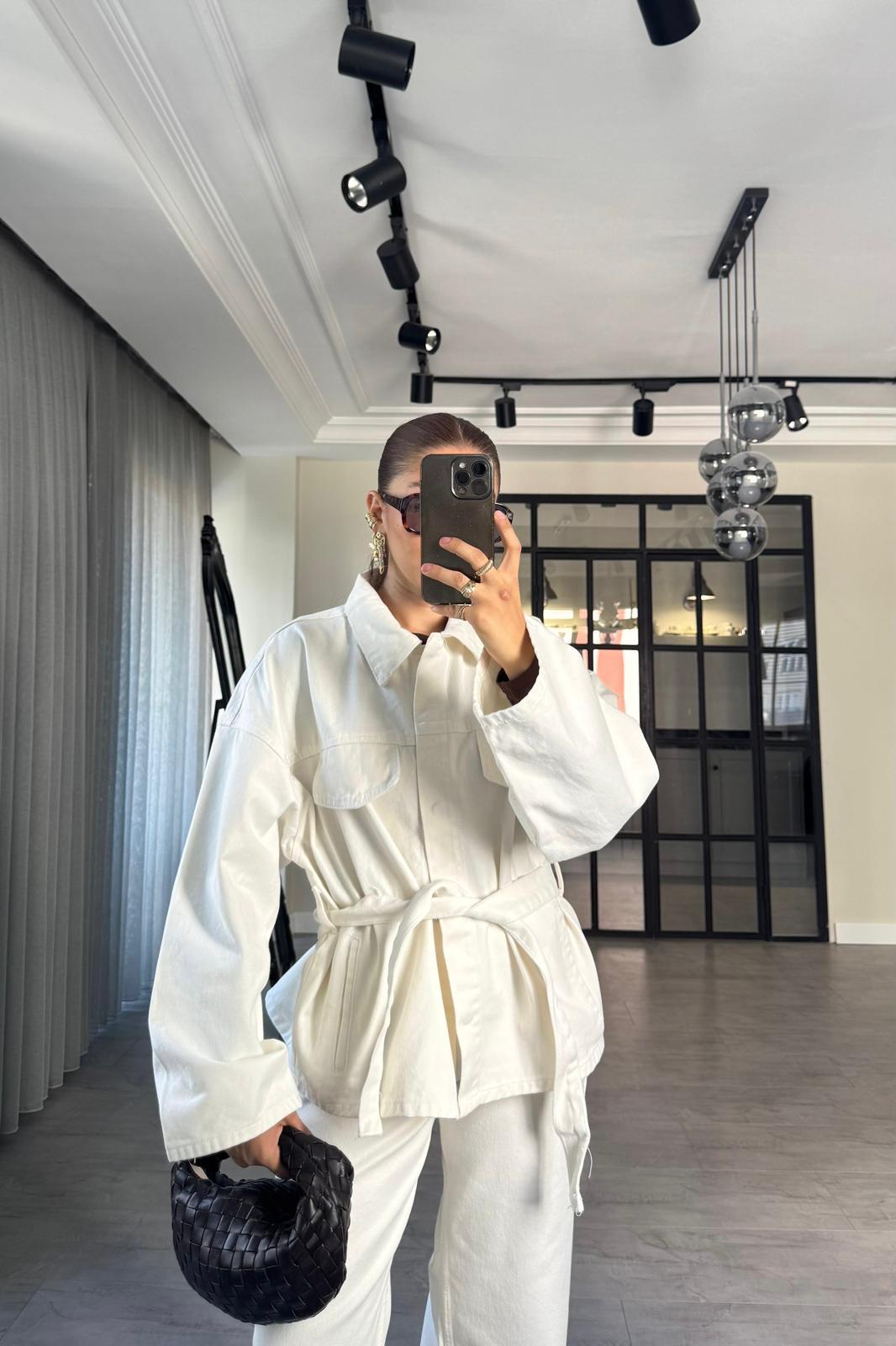 KEMERLİ DENİM CEKET/0274