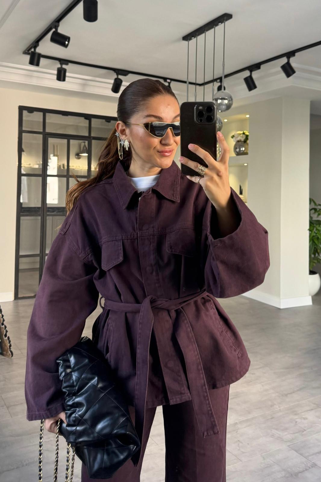 KEMERLİ DENİM CEKET/0274