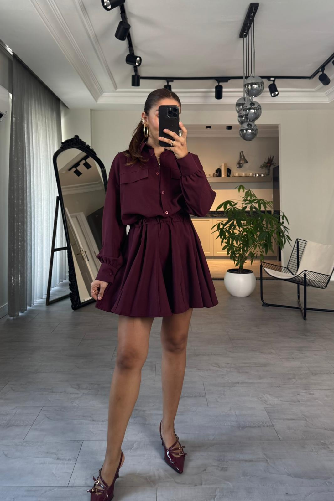 ETEK UCU FIRFIRLI POLİVİSKON MİNİ ELBİSE