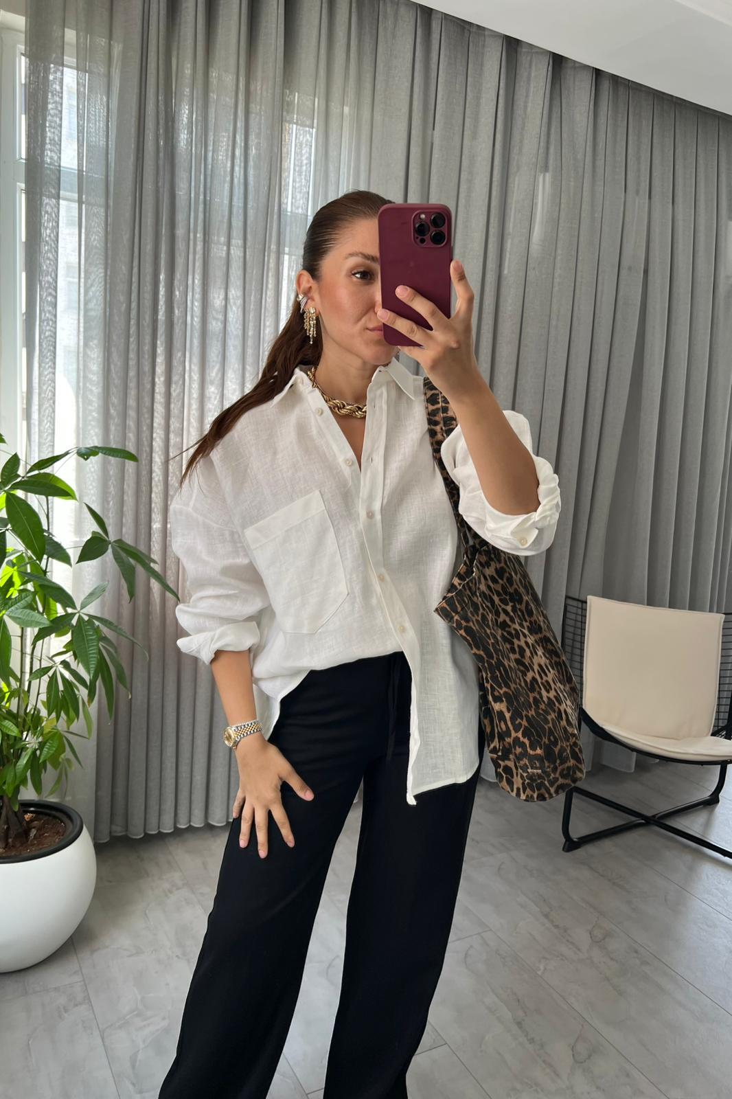 HAM KETEN OVERSİZE GÖMLEK /103201